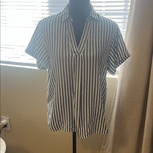 Banana Republic Vertical Striped Button-Down Shirt in Navy and White